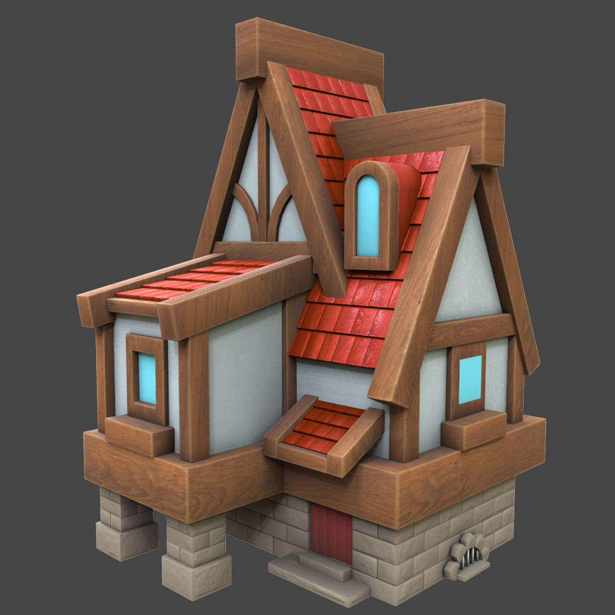village stylized 3d model Low-poly 3D model_2