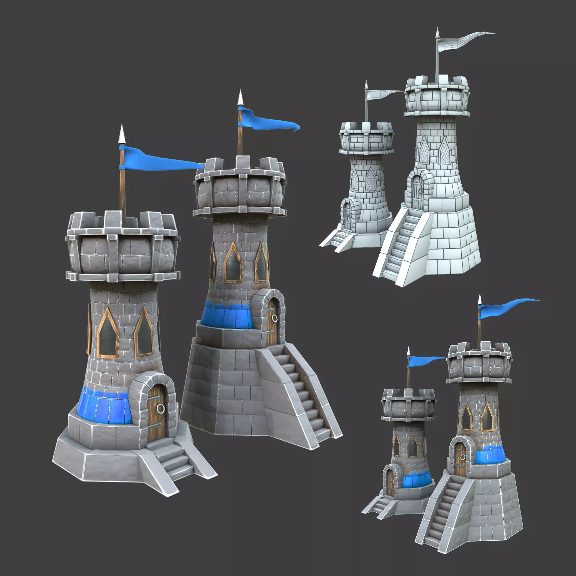 stone tower premium 3d model Low-poly 3D model_0