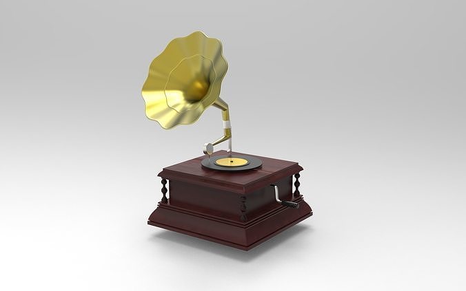 Gramophone golden Low-poly 3D print model