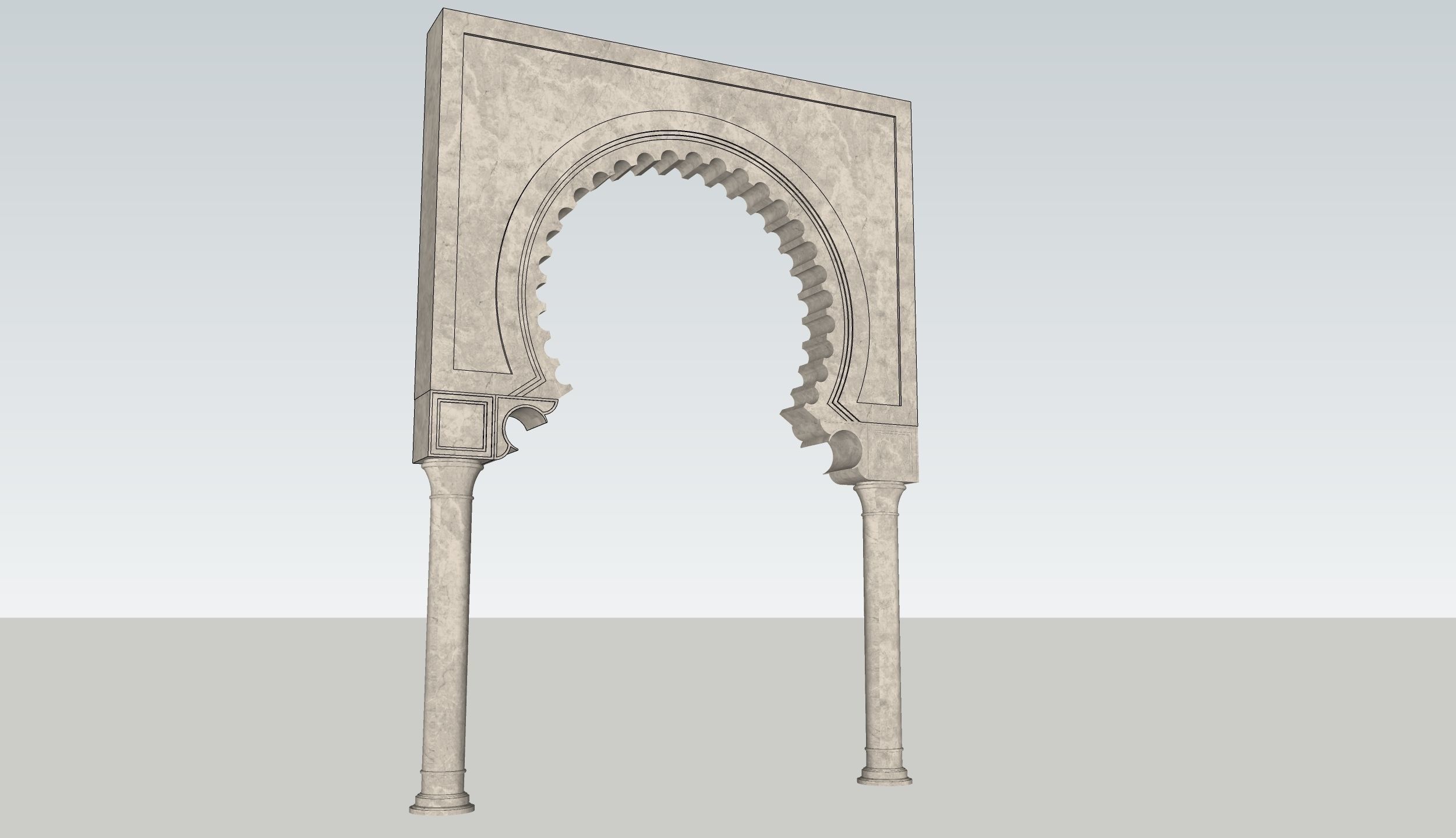 indian jodhpuri stone arch 3d modal 3D model_5