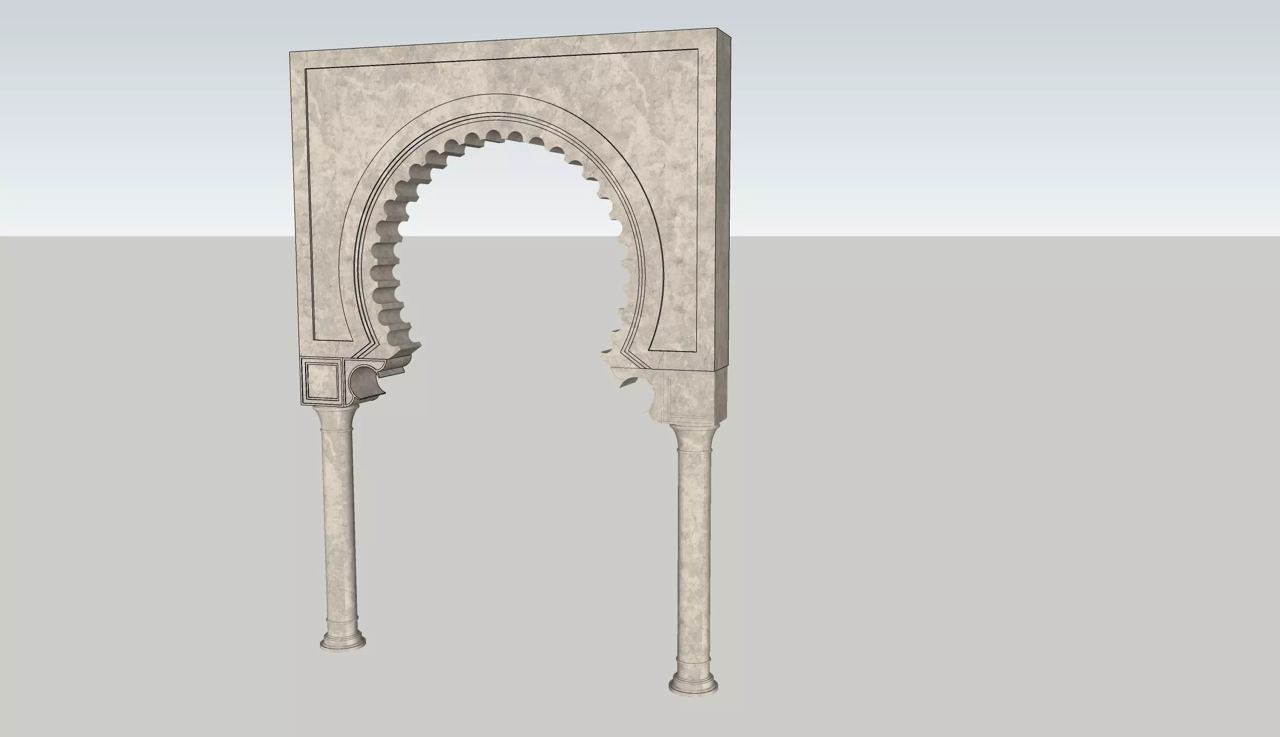 indian jodhpuri stone arch 3d modal 3D model_0