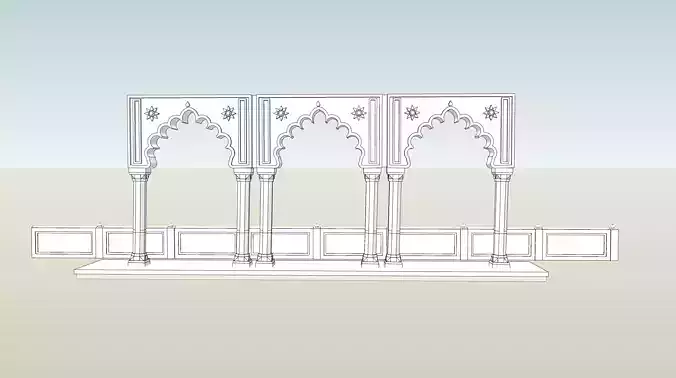 indian jodhpuri stone chatri 3d model