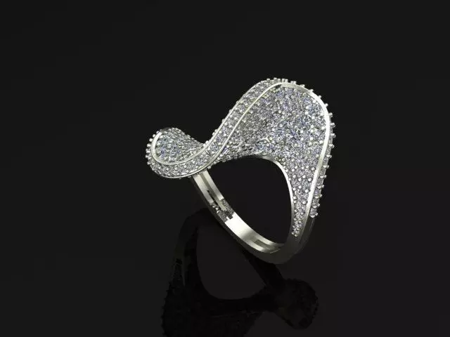 wave ring 3D print model_0