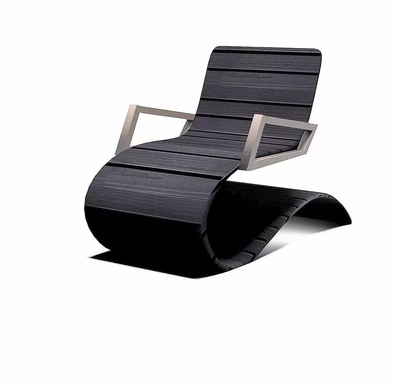 Chair lounge made of wood and metal 3D model_0