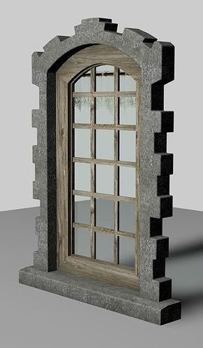Rustic window with hinges Free 3D model
