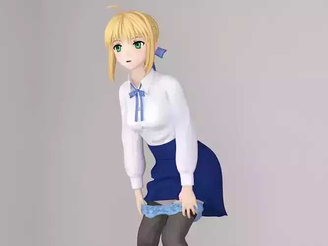 Saber anime girl pose 02