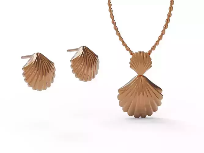 Oyster pendant and earrings