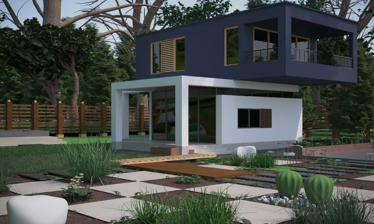 exterior design modeling  Low-poly 3D model_4