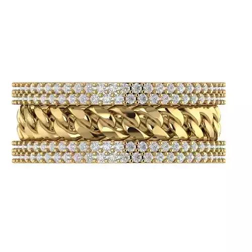 Ring 3D print model gold bracelet with diamonds