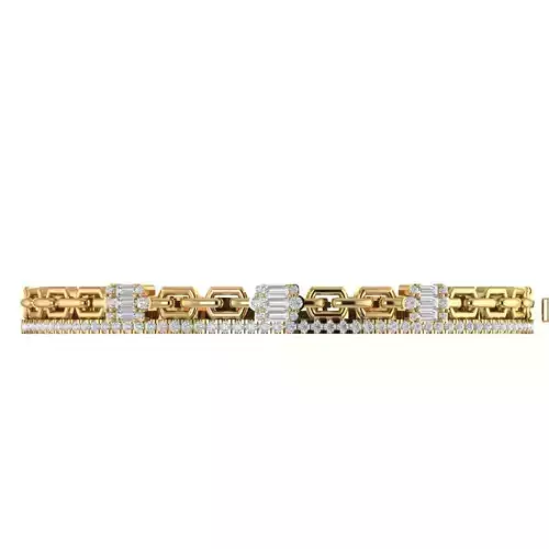 Model Bracelet gold ring with diamonds