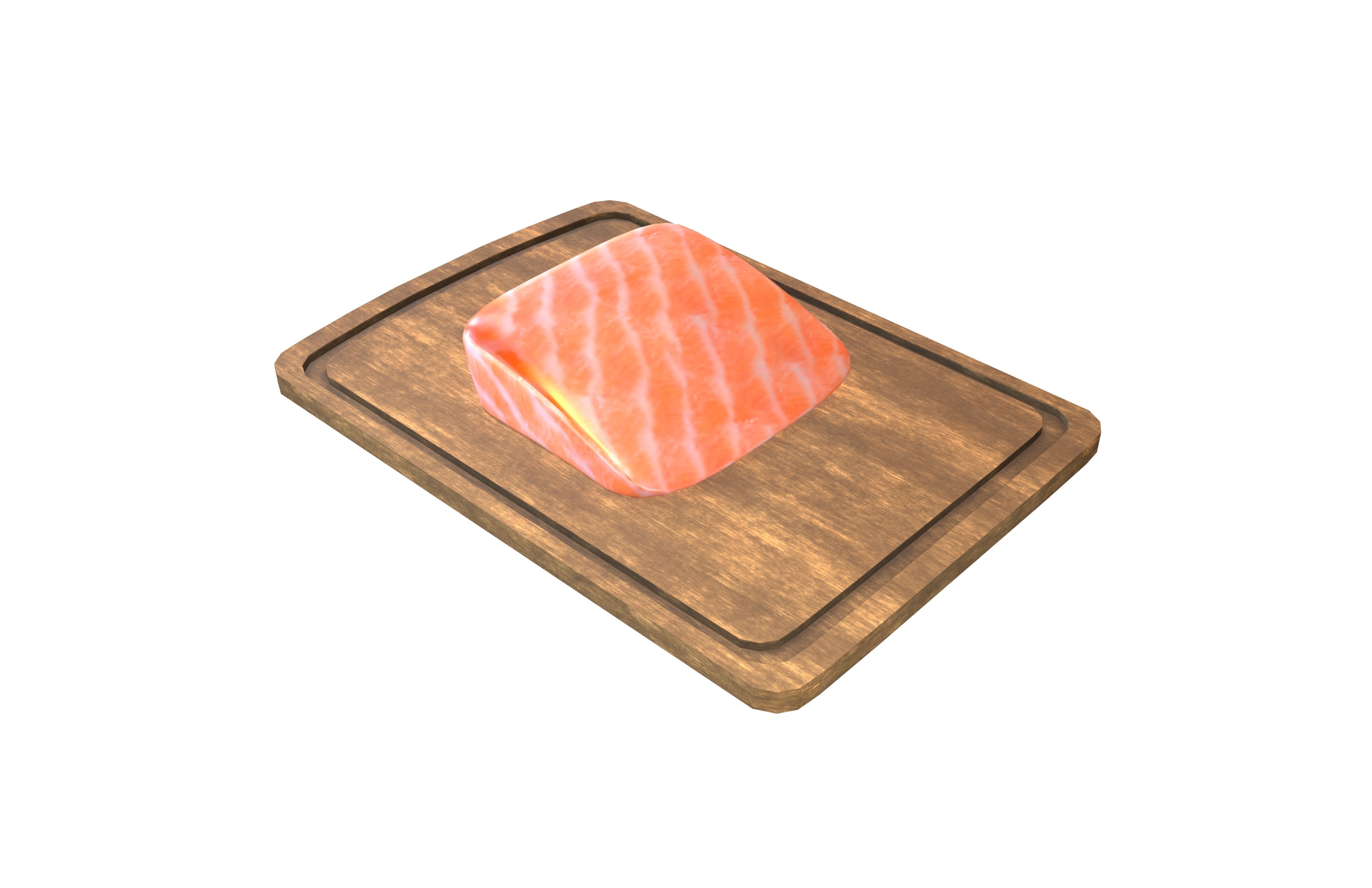 Salmon Sashimi With Chopping Board v1 001 Low-poly 3D model_2