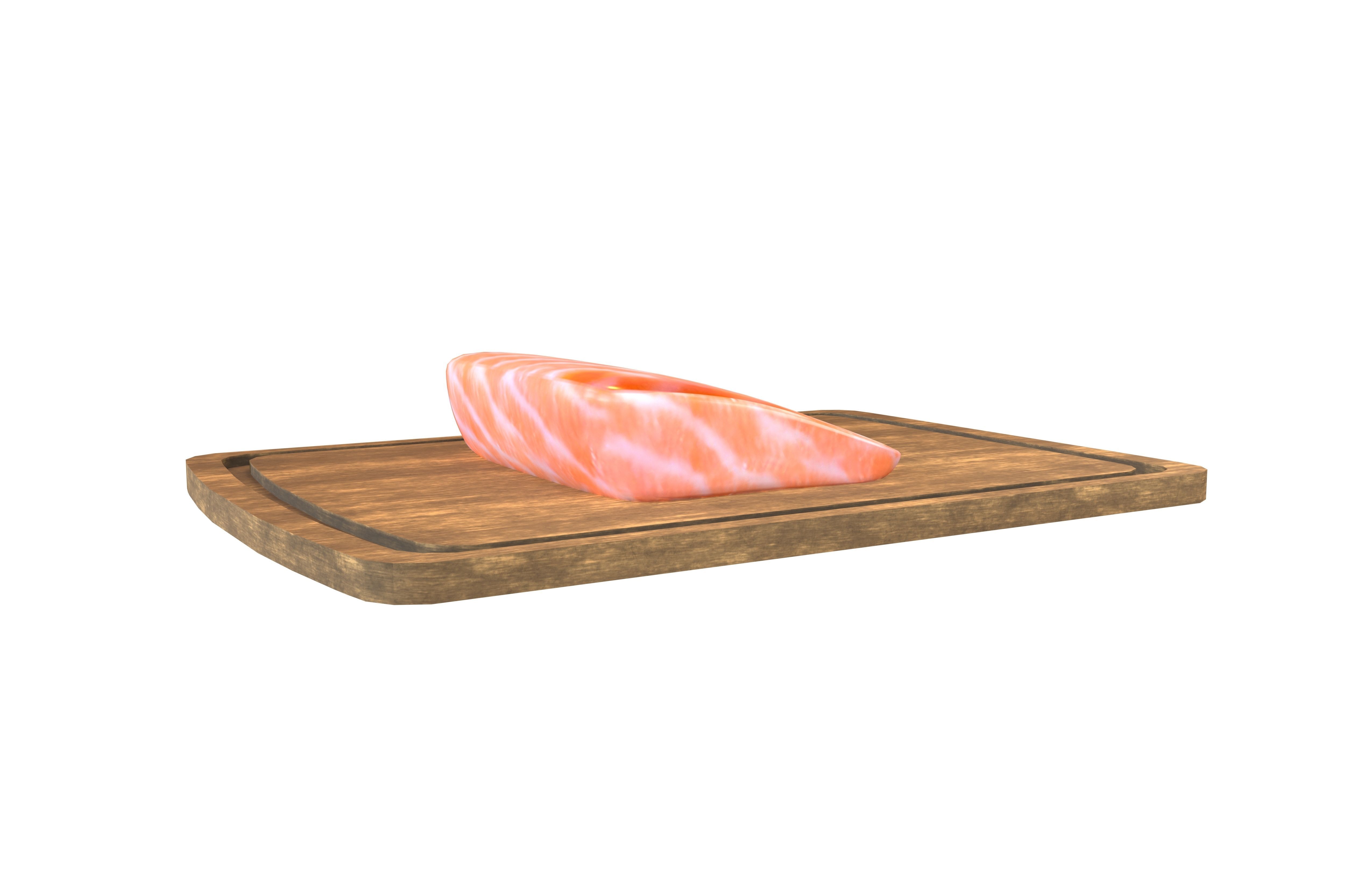 Salmon Sashimi With Chopping Board v1 001 Low-poly 3D model_1