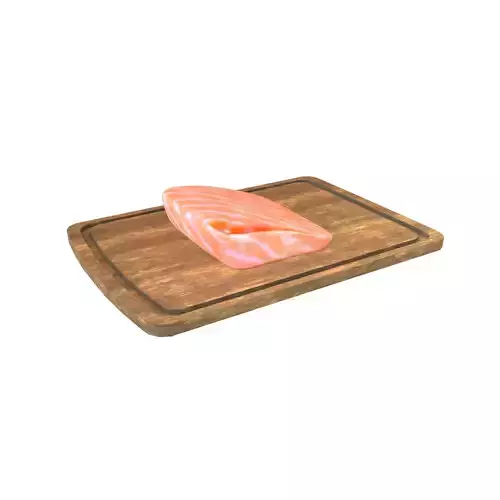 Salmon Sashimi With Chopping Board v1 001 Low-poly 3D model