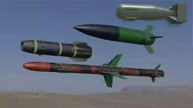 Rocket nuclear bomb in sky 3D Model Collection