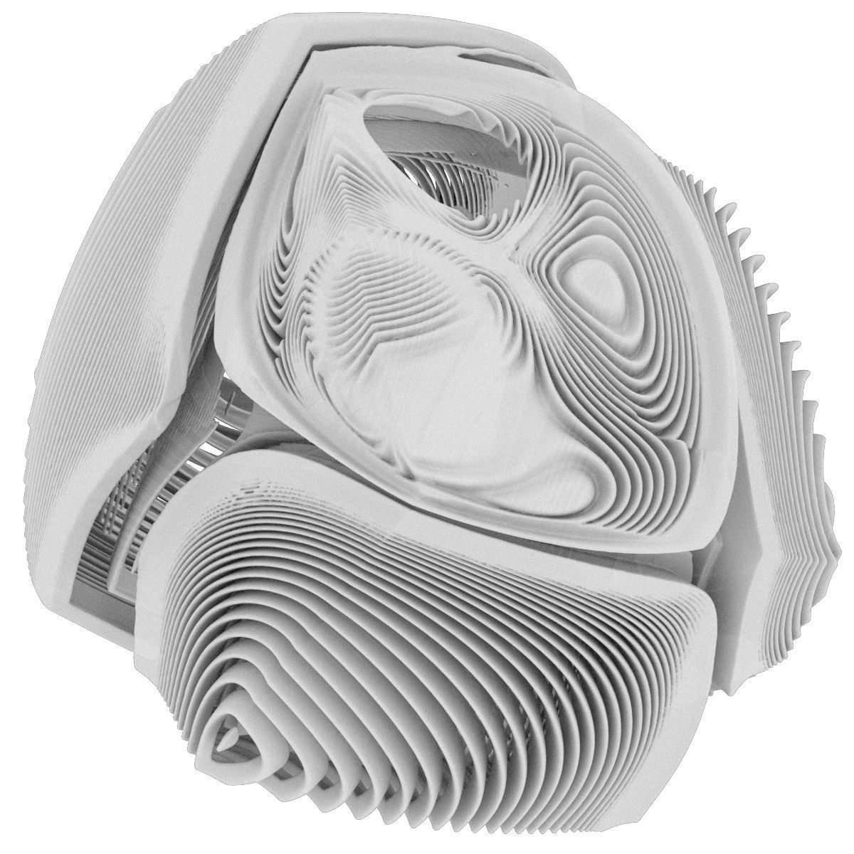 Rings glass sculpture 3D model_3