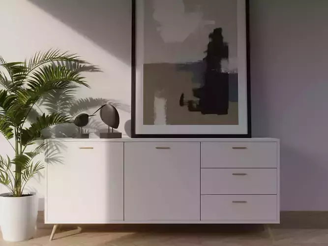 Everly Quinn White Sideboard on Wayfair 3D model
