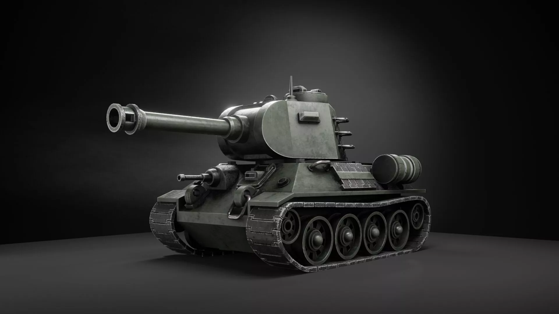 Stylized battle tank T-34 Low-poly 3D model