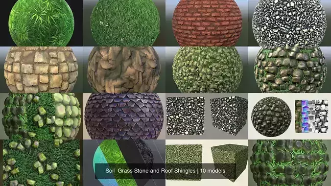 Soil  Grass Stone and Roof Shingles Texture