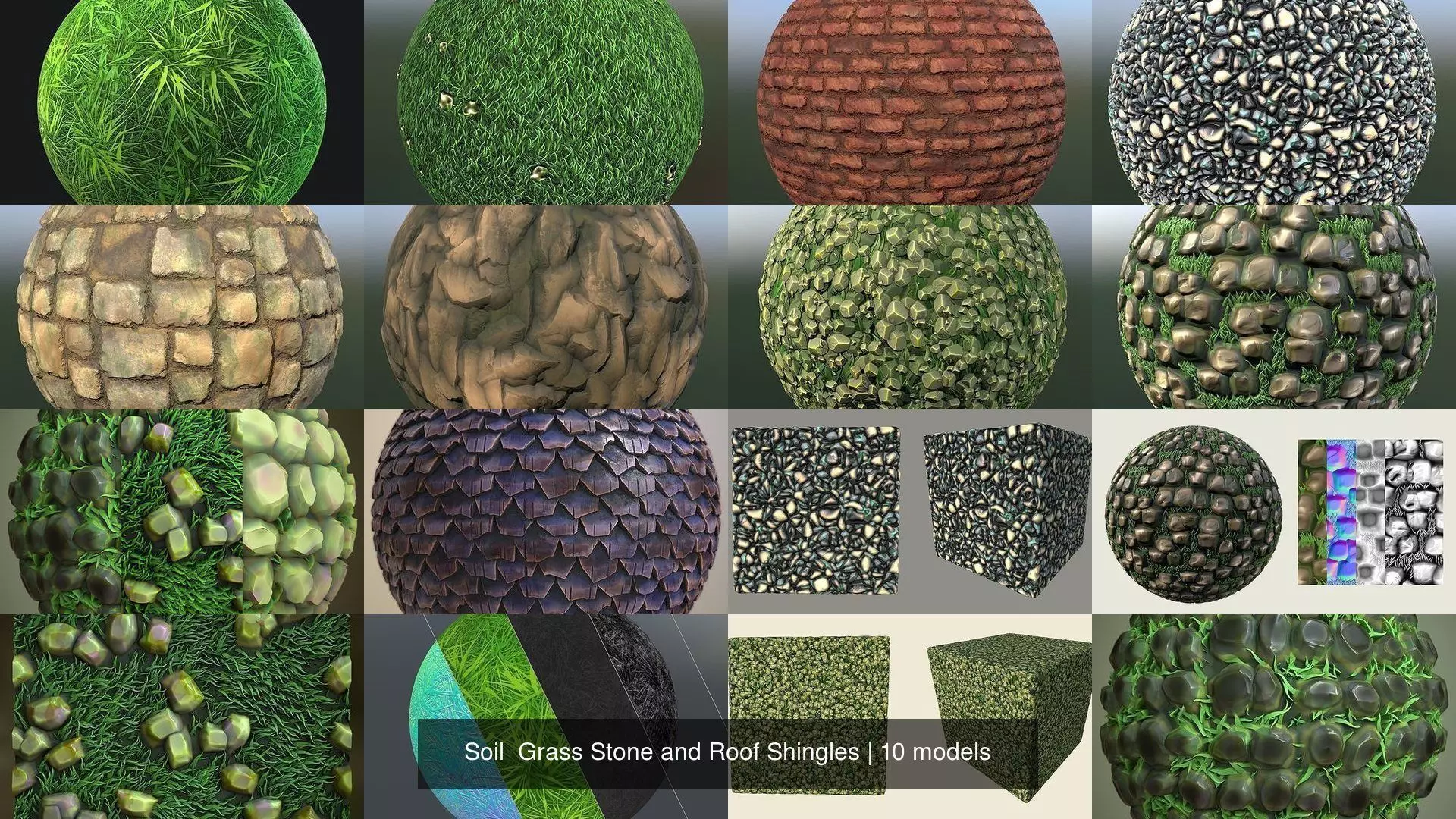 Soil  Grass Stone and Roof Shingles Texture_0