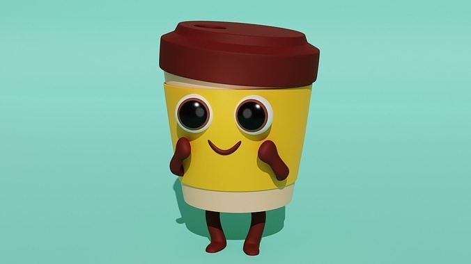 Coffee cup with smiley face Free 3D model