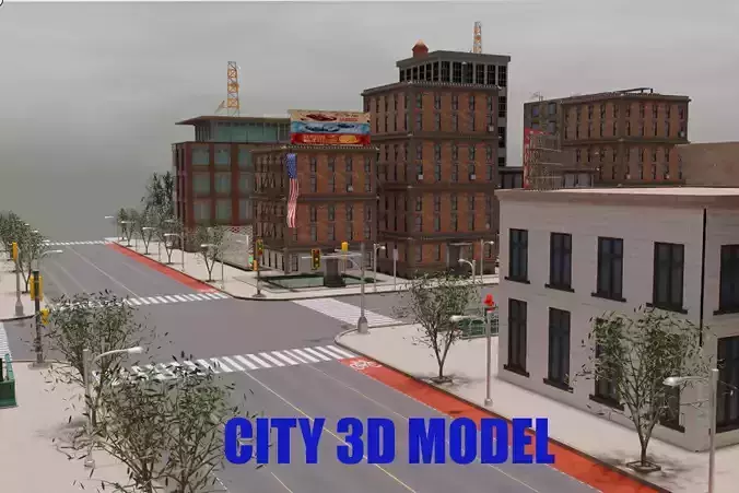 City Low-poly 3D model