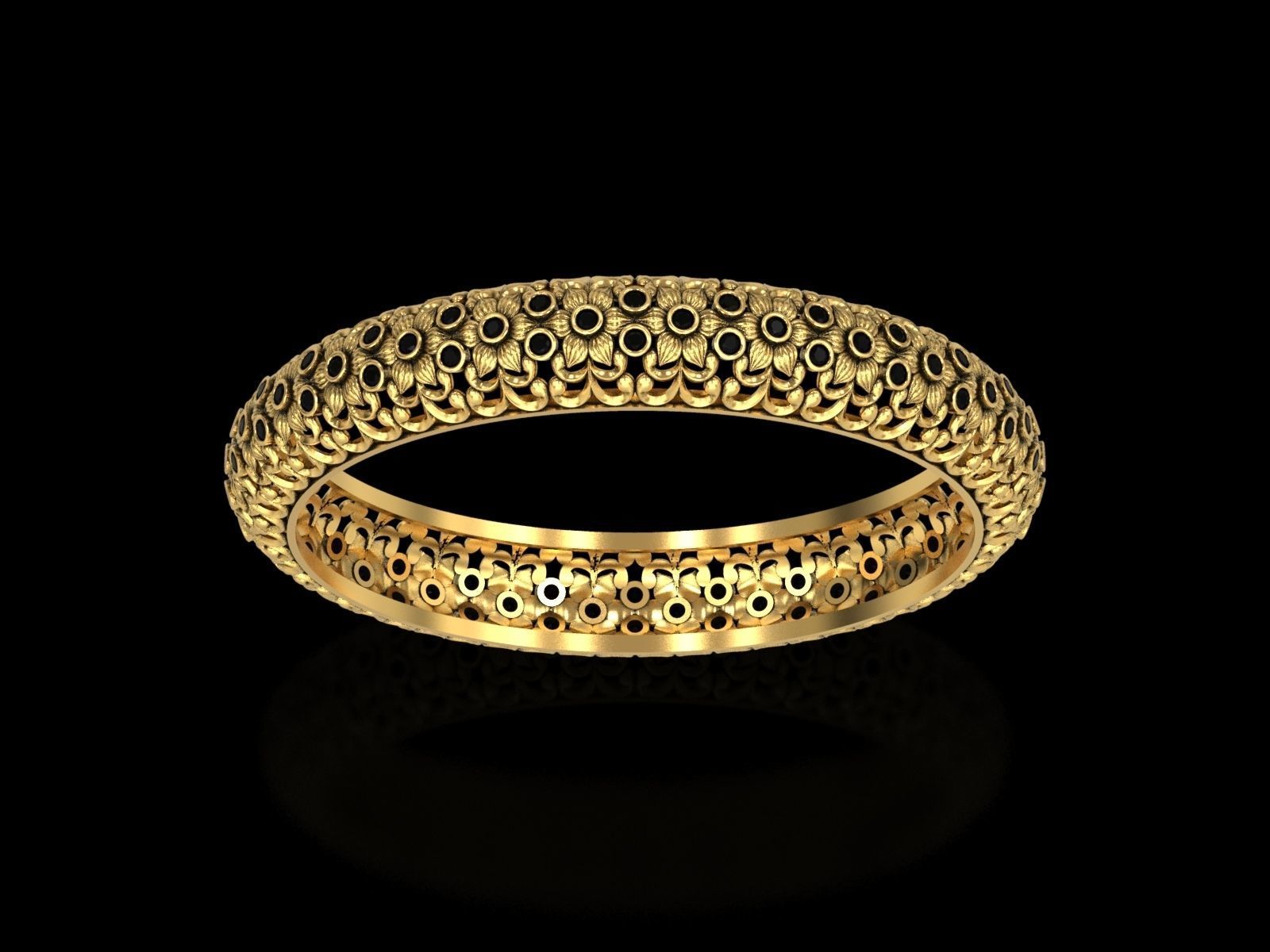 Floral Carved Bangle 3D print model_3