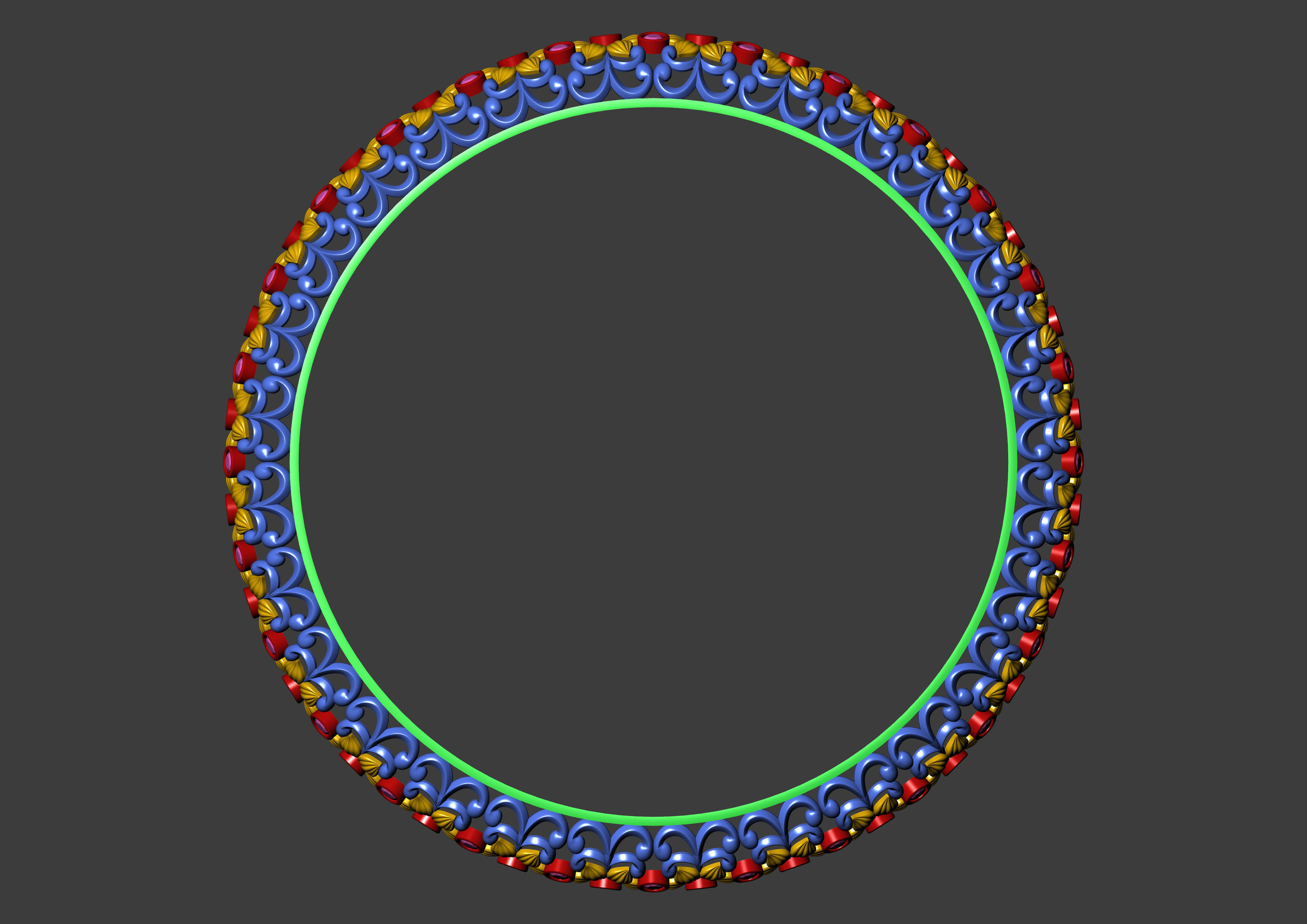 Floral Carved Bangle 3D print model_20