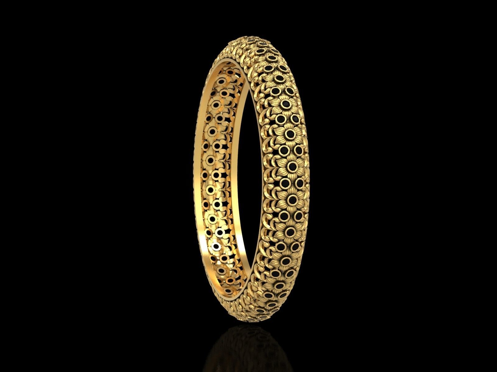 Floral Carved Bangle 3D print model_2