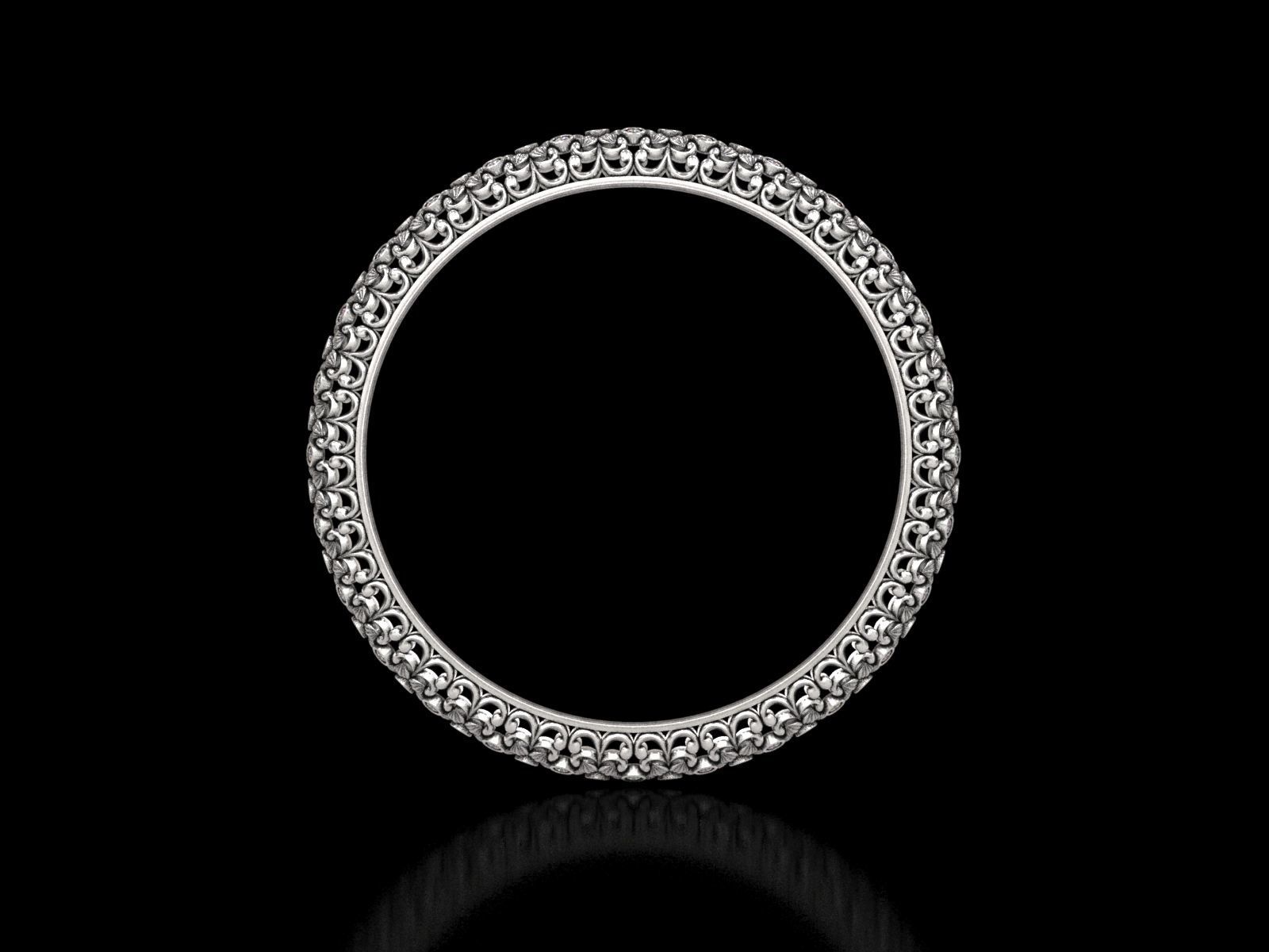 Floral Carved Bangle 3D print model_10