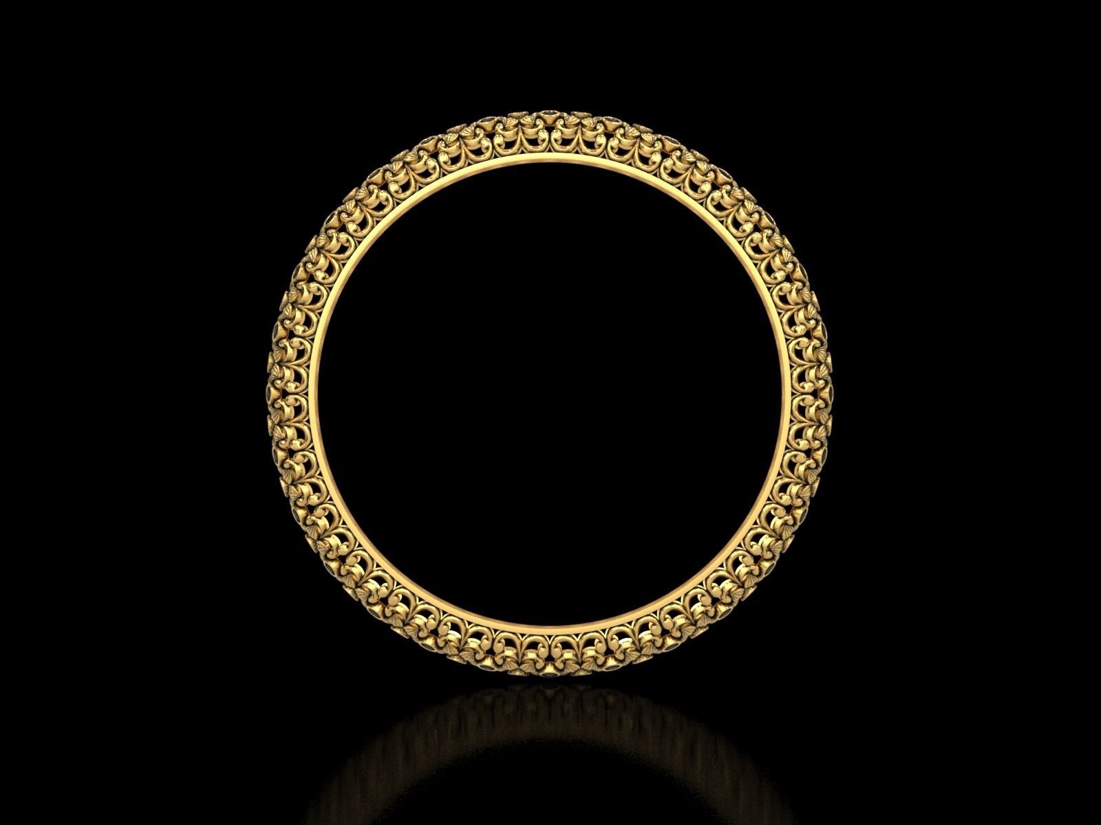 Floral Carved Bangle 3D print model_5