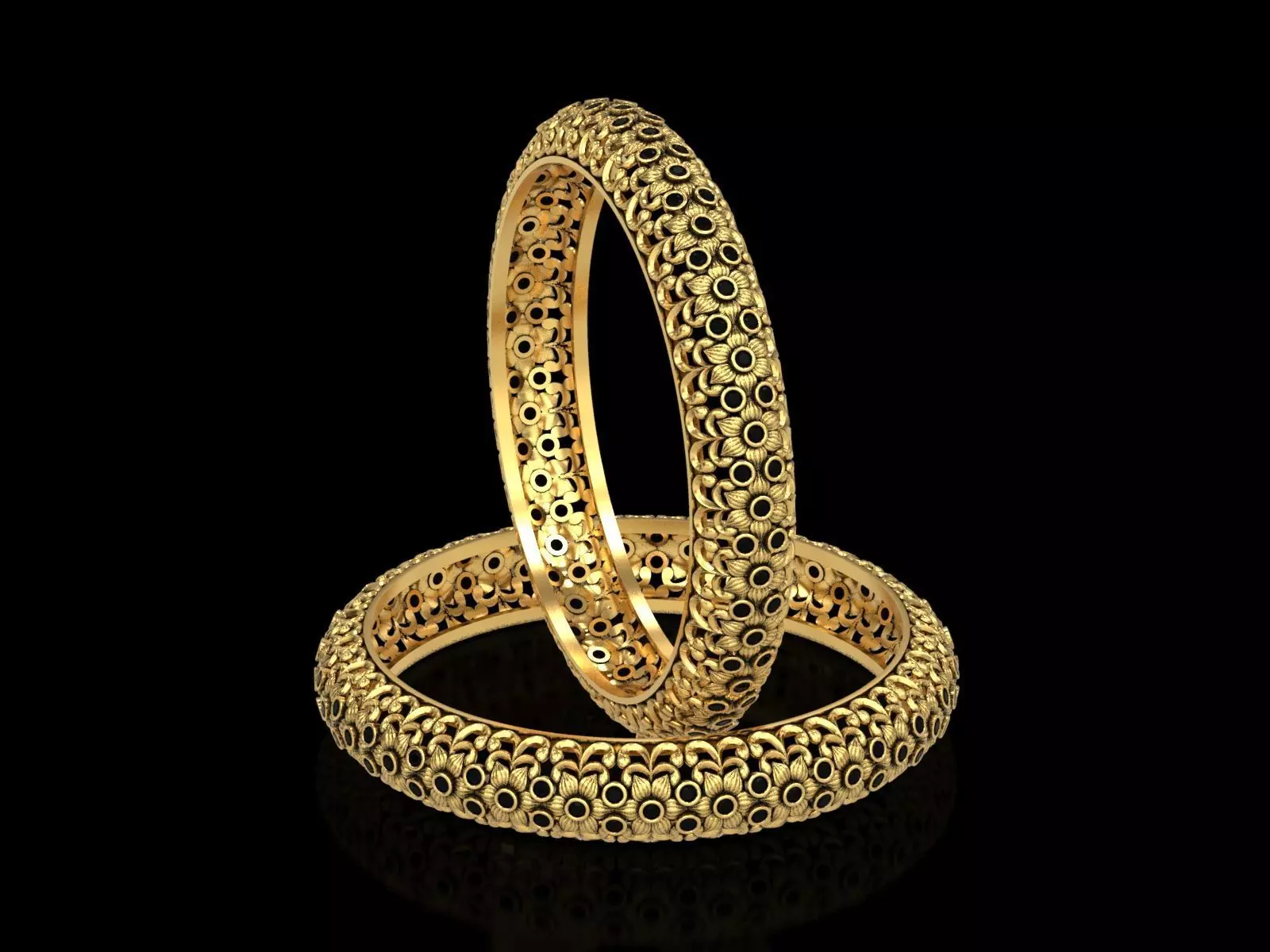 Floral Carved Bangle 3D print model_0