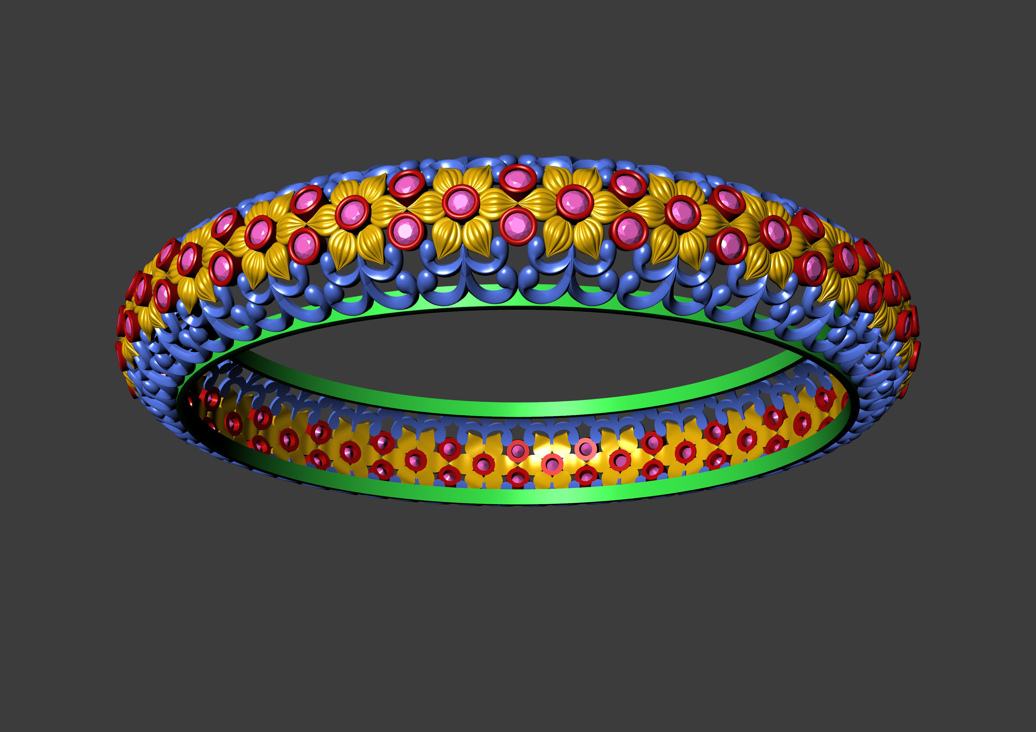 Floral Carved Bangle 3D print model_22