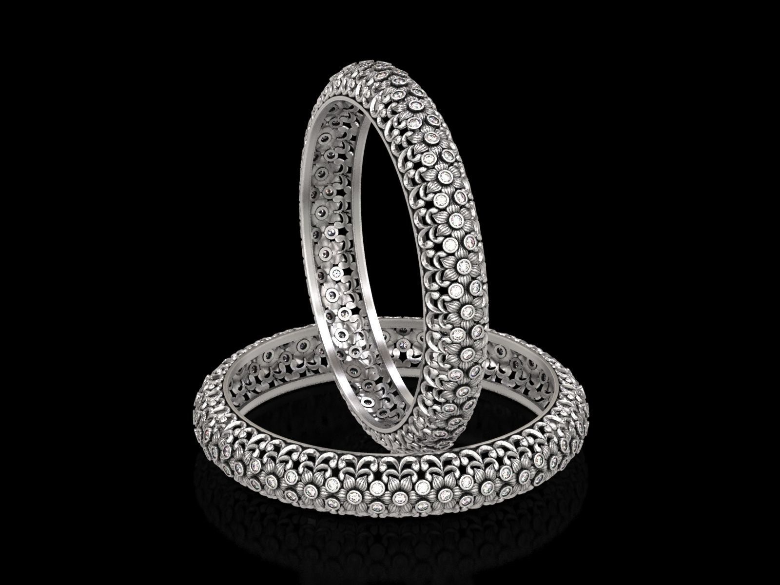 Floral Carved Bangle 3D print model_1