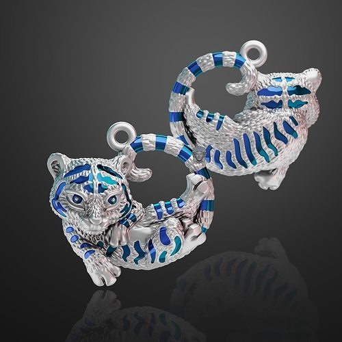 Jewelry pendant Blue tiger 3D print model