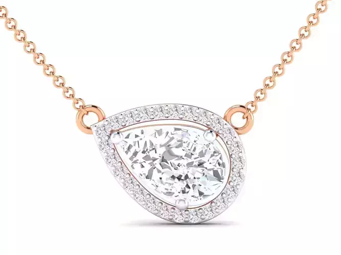 Pendant - 4 pear shaped diamond necklace in rose gold