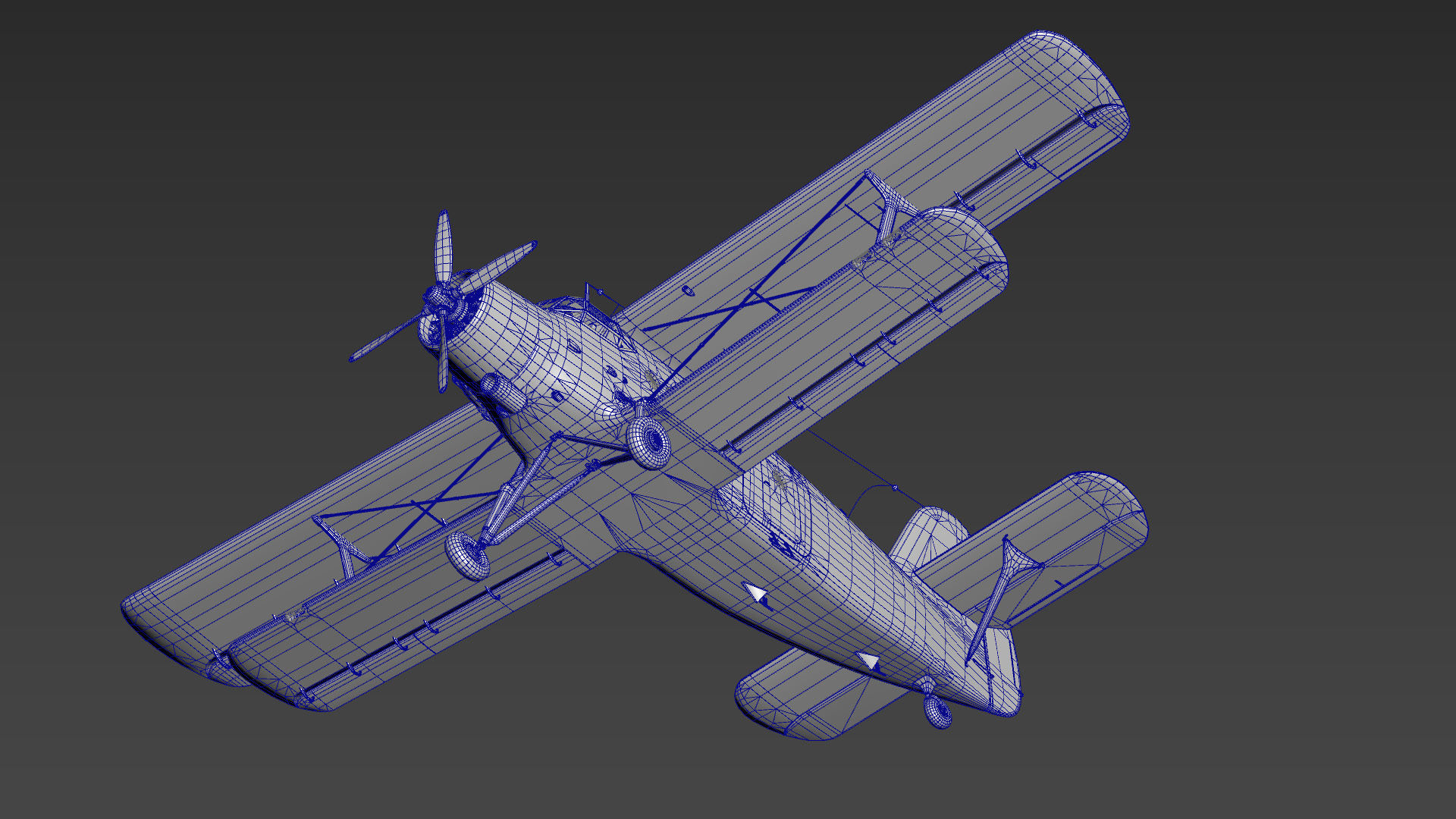 An-2 3D PBR 3D model old russian biplane flying in sky Low-poly 3D model_18