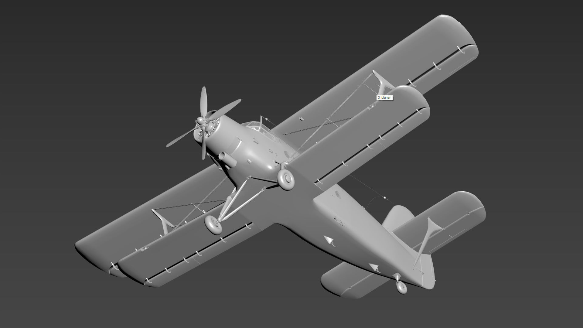 An-2 3D PBR 3D model old russian biplane flying in sky Low-poly 3D model_17