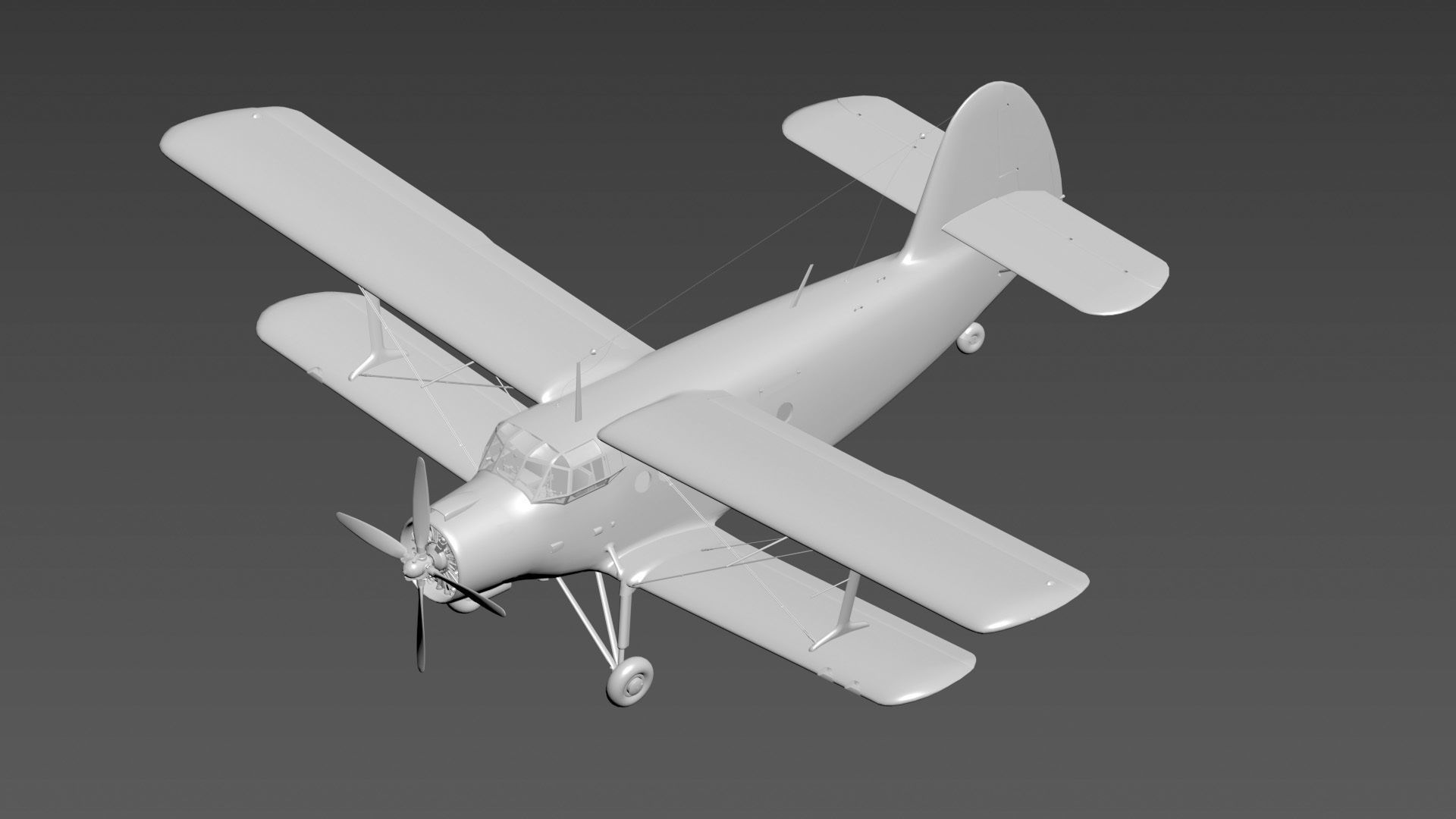 An-2 3D PBR 3D model old russian biplane flying in sky Low-poly 3D model_16