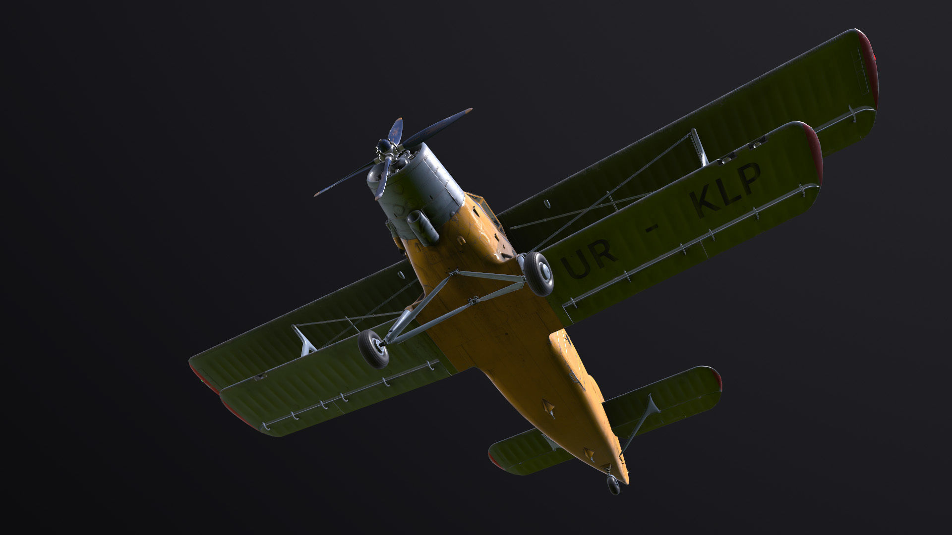An-2 3D PBR 3D model old russian biplane flying in sky Low-poly 3D model_6