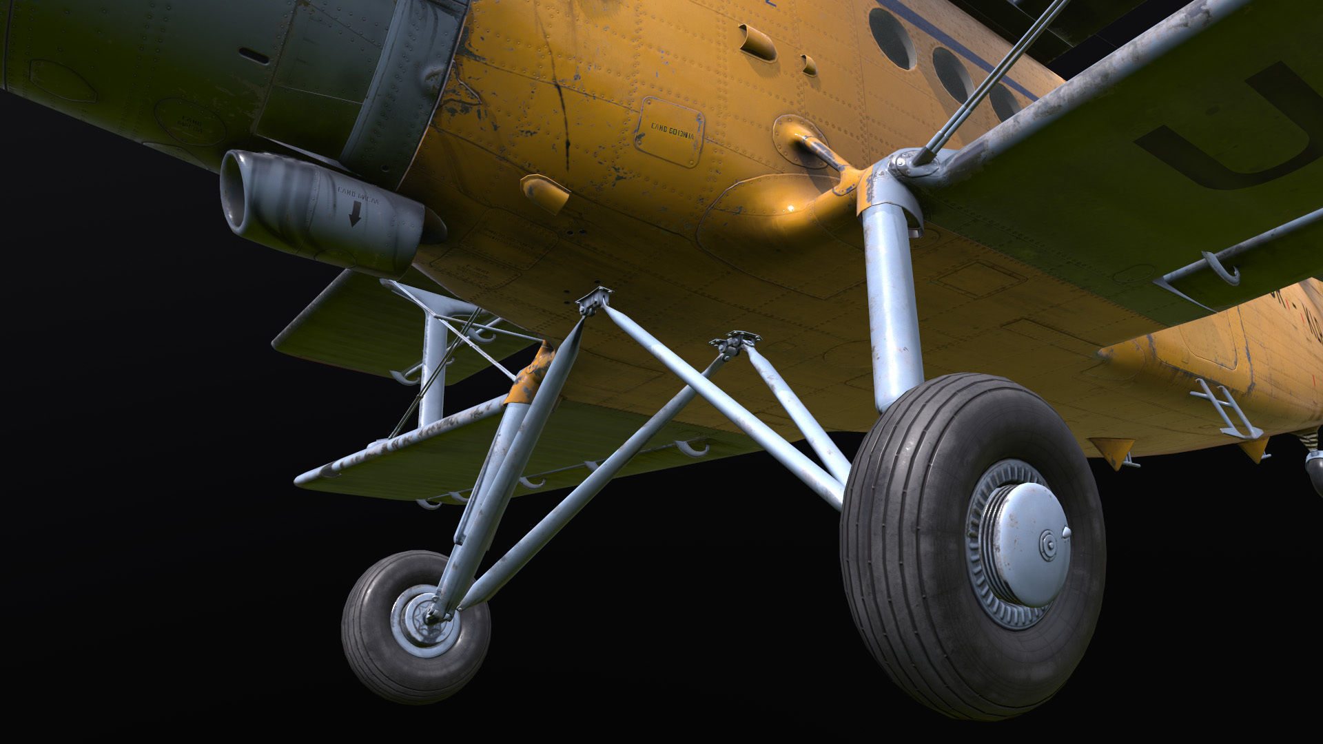 An-2 3D PBR 3D model old russian biplane flying in sky Low-poly 3D model_12