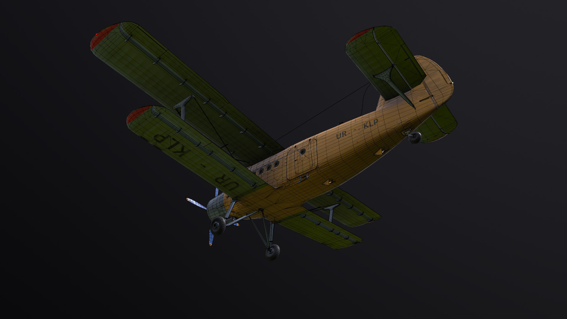 An-2 3D PBR 3D model old russian biplane flying in sky Low-poly 3D model_14