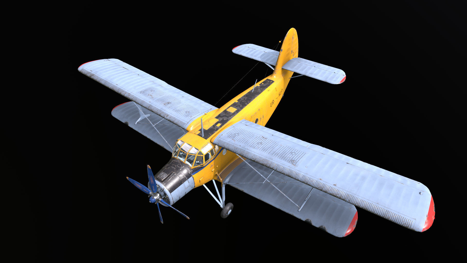 An-2 3D PBR 3D model old russian biplane flying in sky Low-poly 3D model_7