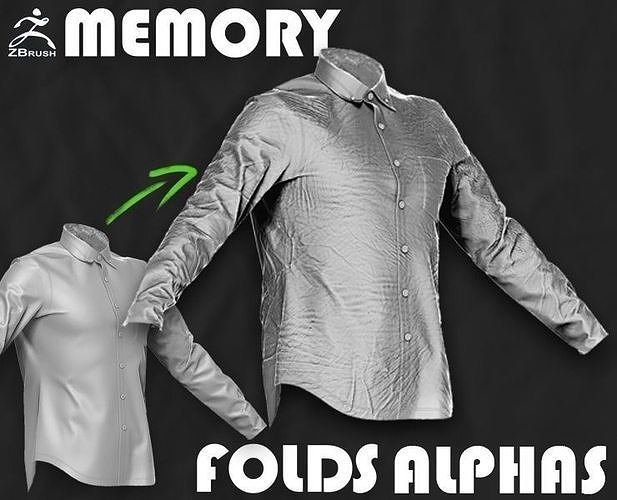 25 Memory Folds Alphas for Zbrush 3D model