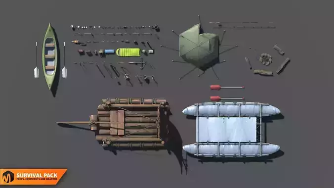 Survival pack - props equipments and weapons