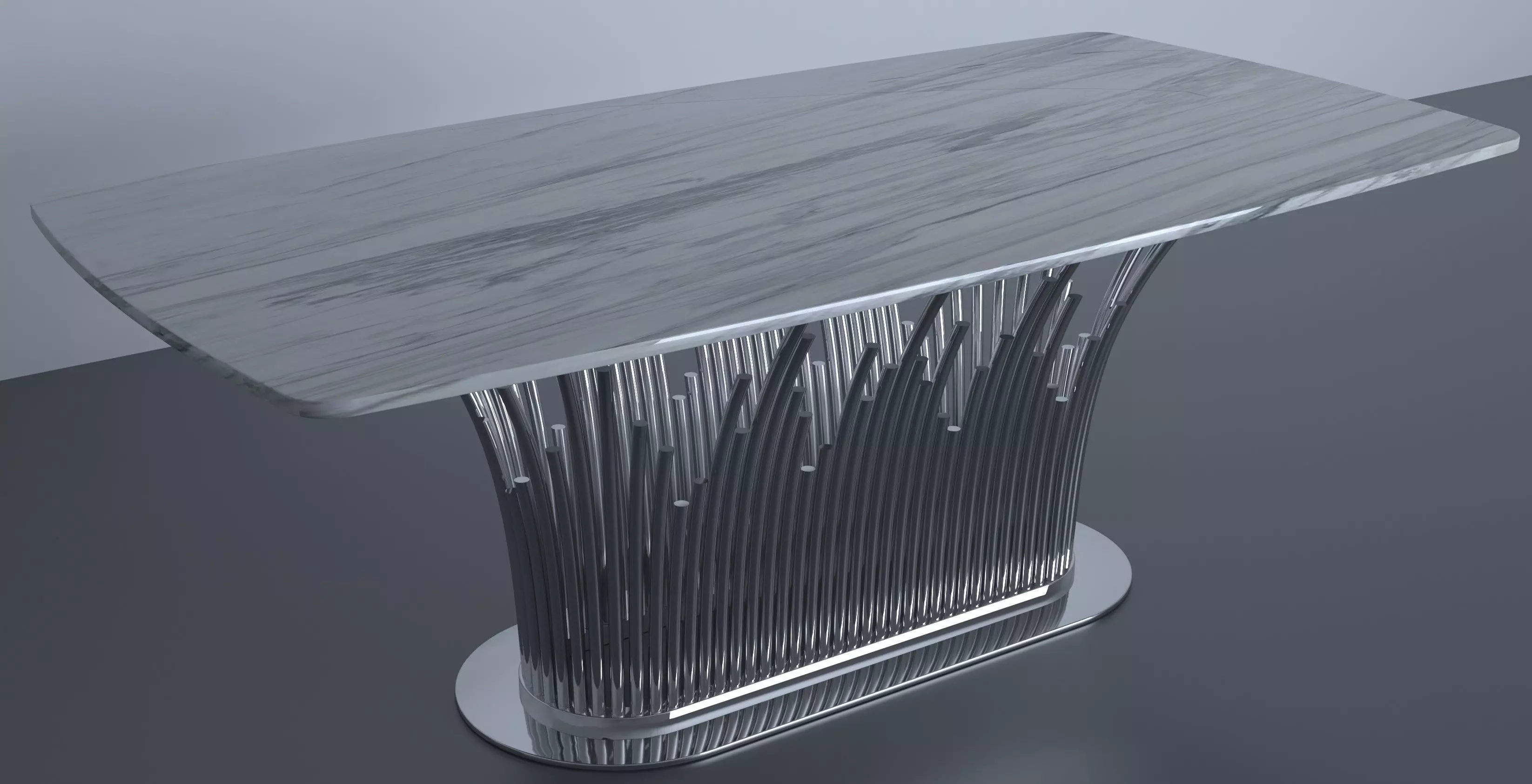 TABLE - mirror glossy stainless 3D model_0