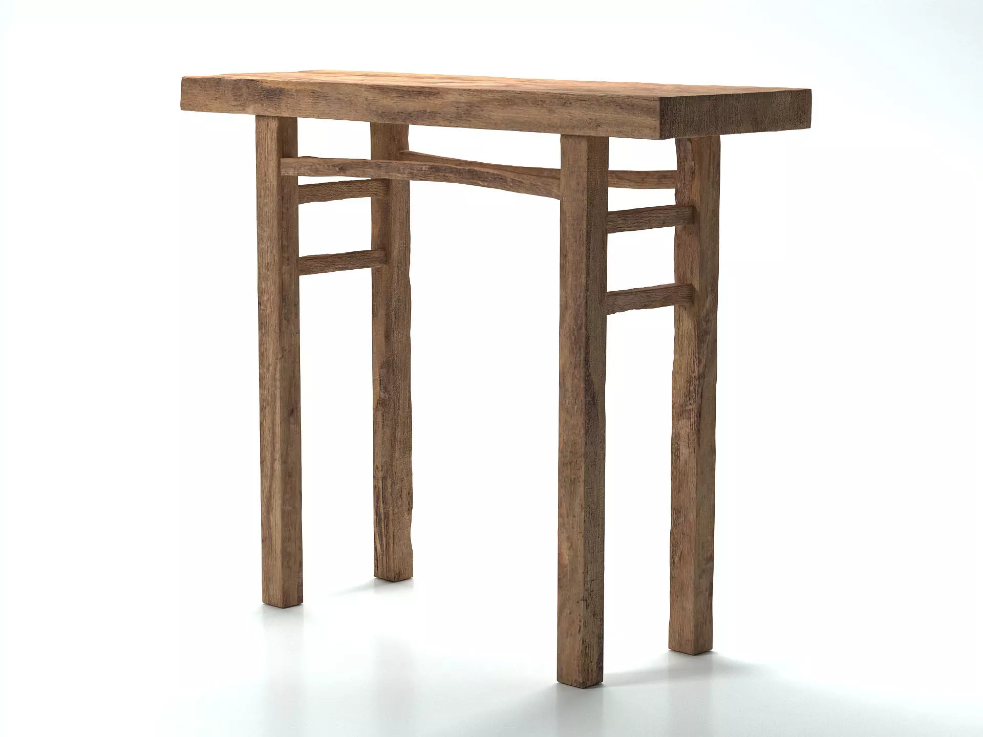 Old Wooden Console Low-poly 3D model_0