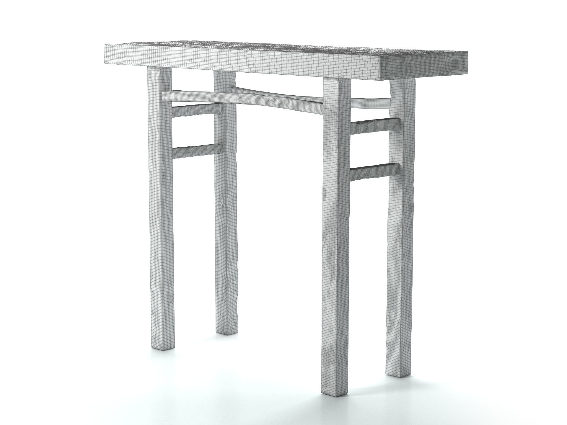 Old Wooden Console Low-poly 3D model_6