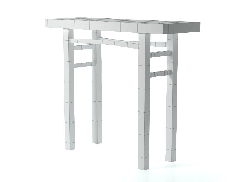 Old Wooden Console Low-poly 3D model_7