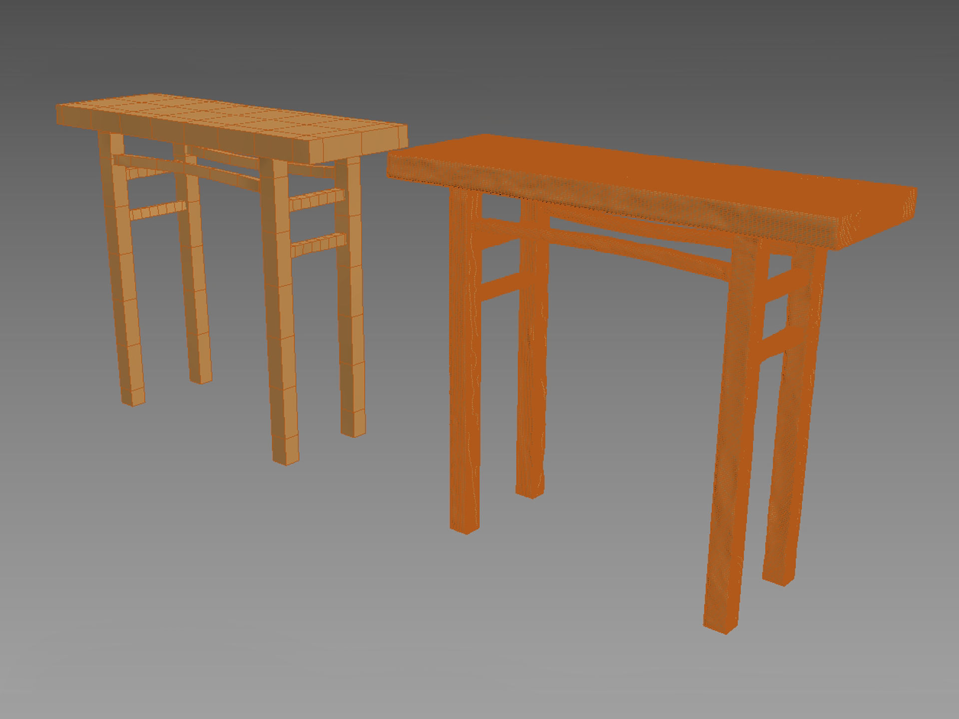 Old Wooden Console Low-poly 3D model_8