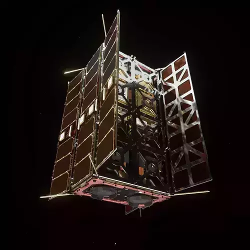 High Poly Cube Sat - C4D Octane